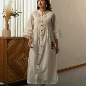 Chanderi Dress with Embroidery - Image 5