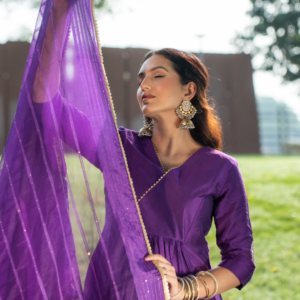 Amethyst Aura Chanderi Anarkali Kurta Set - Image 10