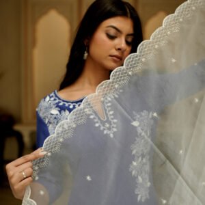 Ocean Breeze Kurta Set With Embriodery - Image 4