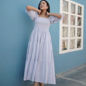 Cotton Dobby Smocked Midi Dress - Image 4