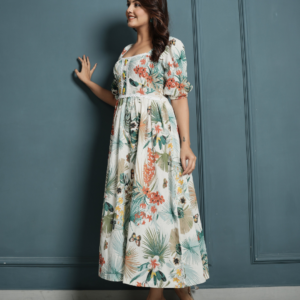 Flower Crinkle Crepe Dress with Lace - Image 5