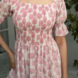 Rosy Petals Block Printed Dress - Image 3