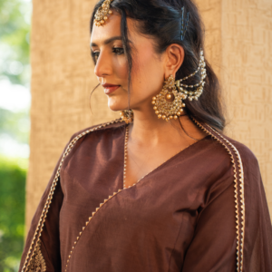 Mocha Brown Shantoon Anarkali Kurta Set - Image 6