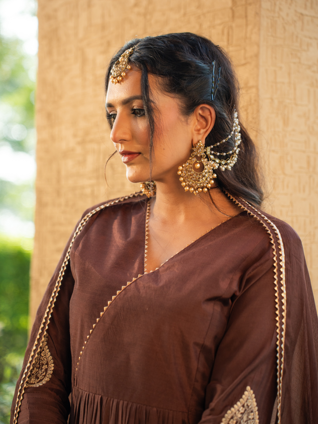 Mocha Brown Shantoon Anarkali Kurta Set - Image 6