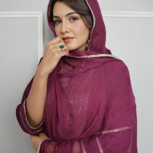 Pink Chanderi Silk Kurta With Pants And Dupatta With Embroidery - Image 5