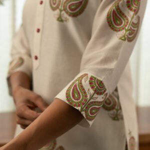 Co-ord Set in Chanderi Silk Fabric with Hand Block Printing - Image 3