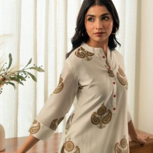 Co-ord Set in Chanderi Silk Fabric with Hand Block Printing - Image 7