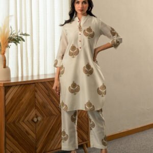 Co-ord Set in Chanderi Silk Fabric with Hand Block Printing - Image 6