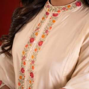 SHAHI BEJ WITH EMBRIODERY KURTA SET - Image 8