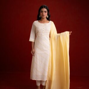 PINTUCK OFF WHITE KURTA SET