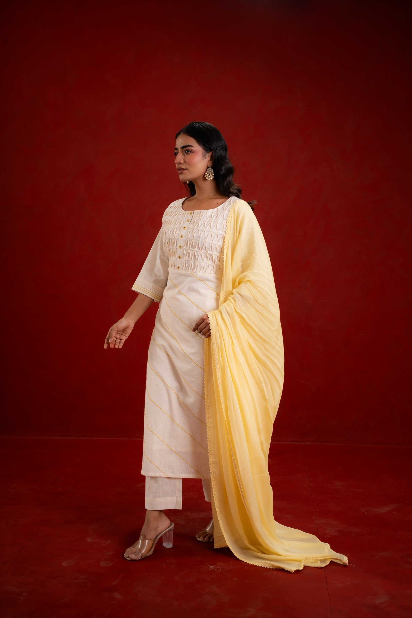 PINTUCK OFF WHITE KURTA SET - Image 2