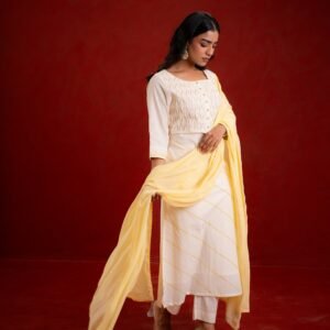 PINTUCK OFF WHITE KURTA SET - Image 3