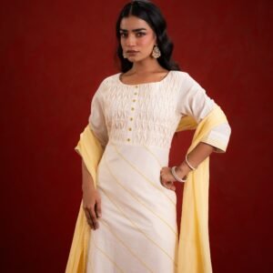 PINTUCK OFF WHITE KURTA SET - Image 4
