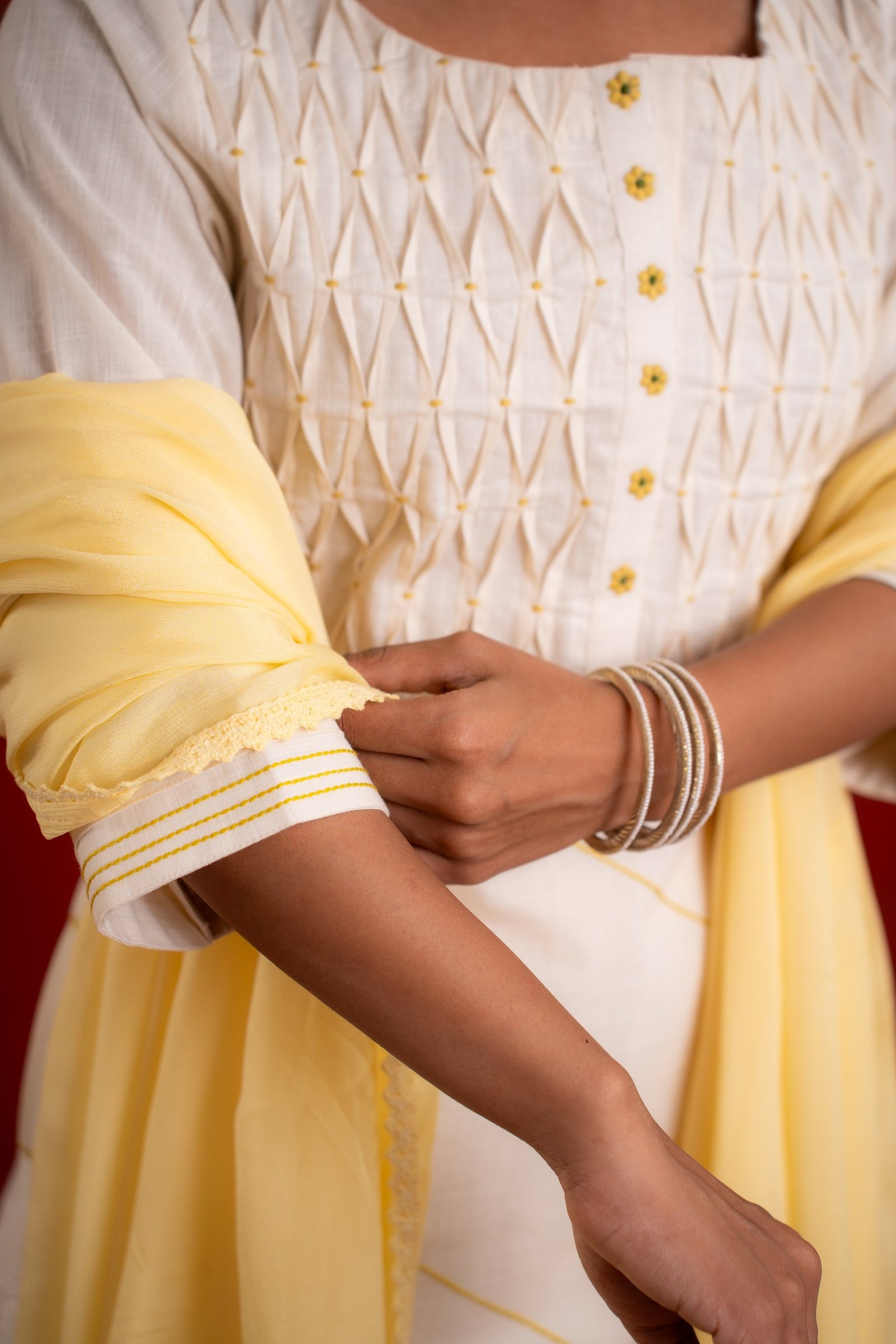 PINTUCK OFF WHITE KURTA SET - Image 5