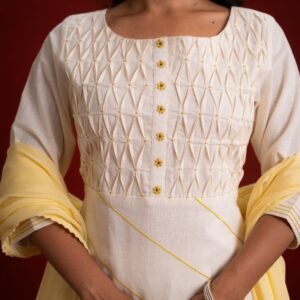 PINTUCK OFF WHITE KURTA SET - Image 6
