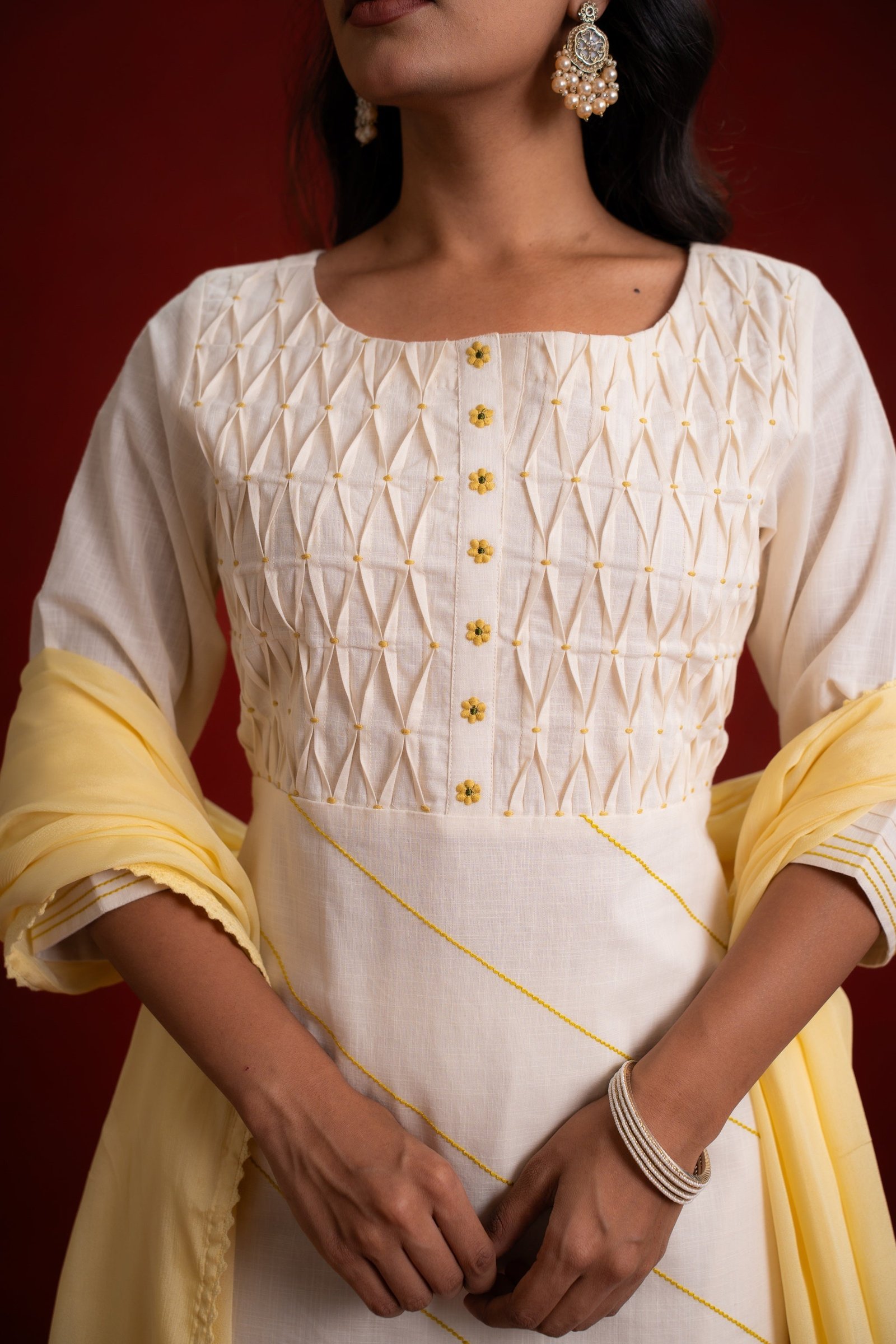 PINTUCK OFF WHITE KURTA SET - Image 6