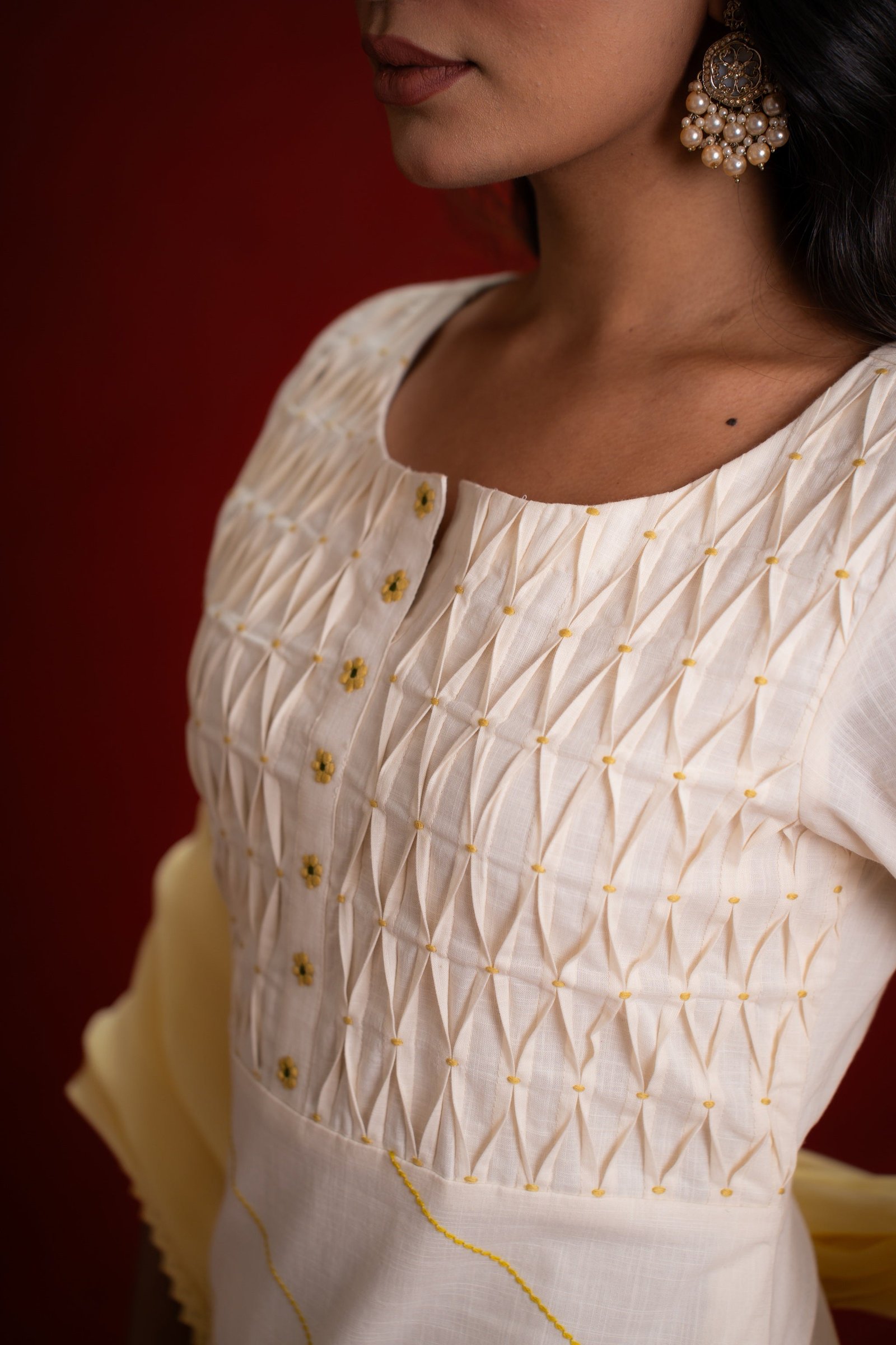 PINTUCK OFF WHITE KURTA SET - Image 7