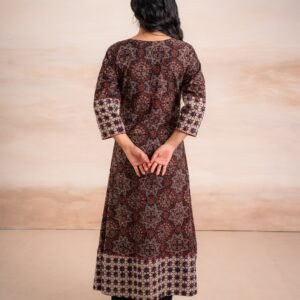 AJRAK BLACK N BLUE COTTON KURTA SET - Image 10