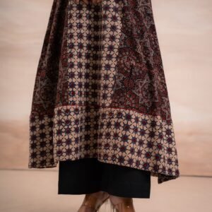 AJRAK BLACK N BLUE COTTON KURTA SET - Image 16