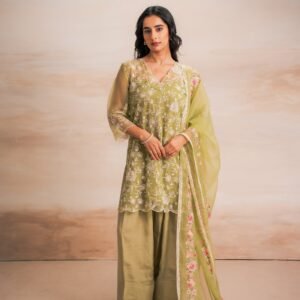 Alternative view of GREEN EMBRIODERY SUIT SET