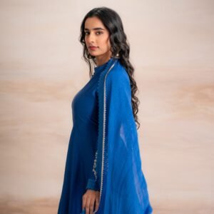 BLUE ANARKALI WITH PANTS - Image 3