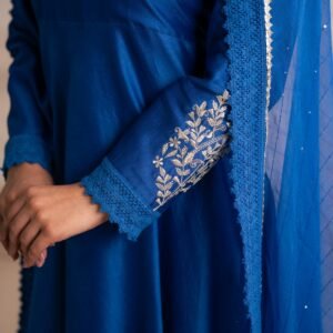 BLUE ANARKALI WITH PANTS - Image 5