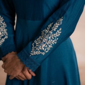 TEAL BLUE ANARKALI WITH PANTS - Image 5