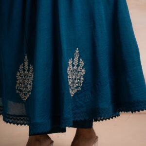 TEAL BLUE ANARKALI WITH PANTS - Image 6