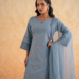 DOBBY BLUE KURTA SET