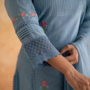 DOBBY BLUE KURTA SET - Image 6