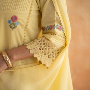 DOBBY YELLOW KURTA SET - Image 6