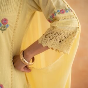 DOBBY YELLOW KURTA SET - Image 8