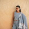 BLOCK PRINT SHRUG WITH PANT N CROP CHAMBRAY