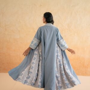 Alternative view of BLOCK PRINT SHRUG WITH PANT N CROP CHAMBRAY