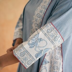 BLOCK PRINT SHRUG WITH PANT N CROP CHAMBRAY - Image 6