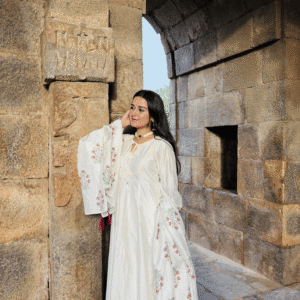 Chanderi Anarkali with Block Print Dupatta - Image 4