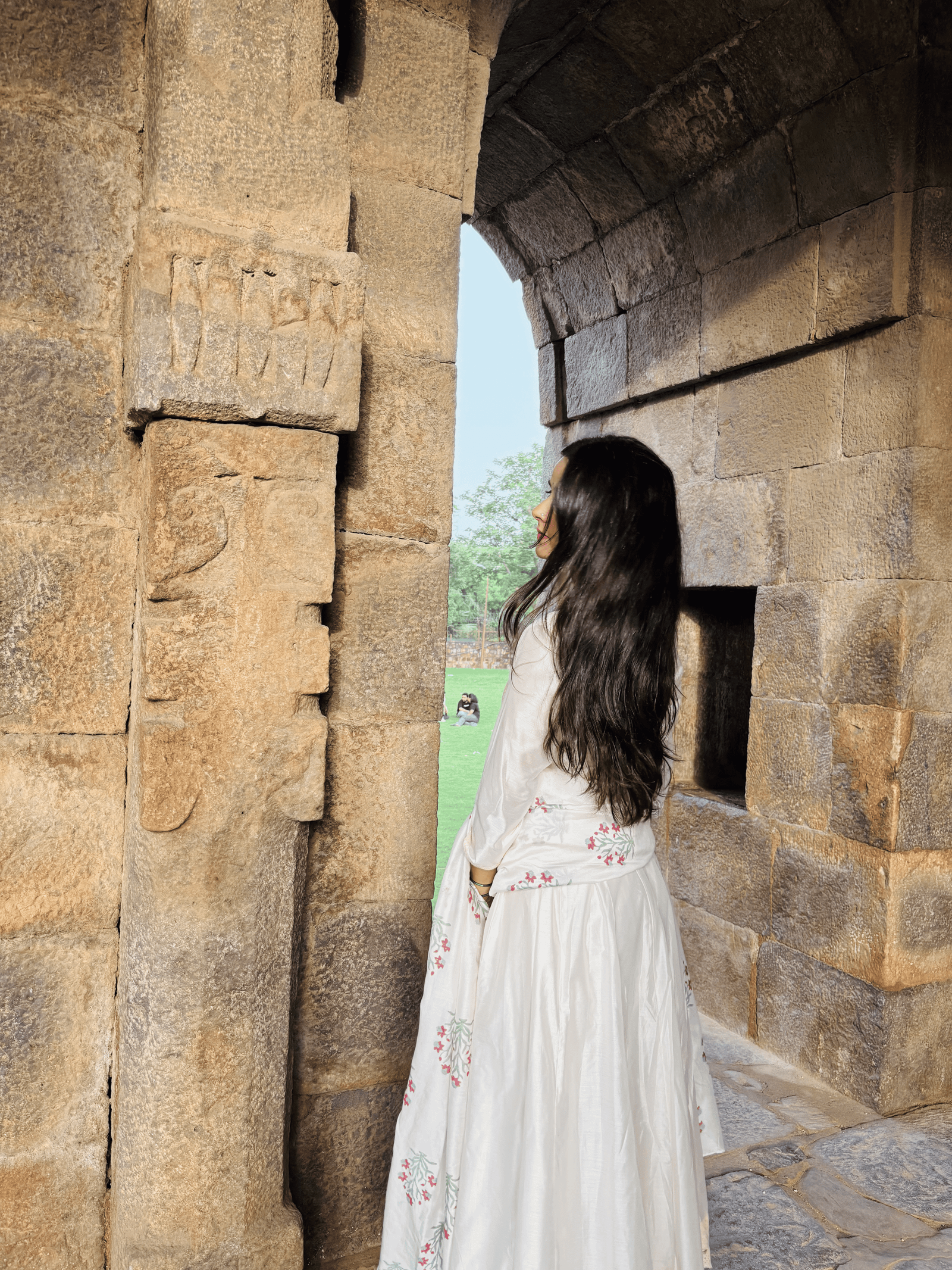Chanderi Anarkali with Block Print Dupatta - Image 3