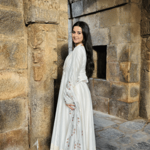 Alternative view of Chanderi Anarkali with Block Print Dupatta
