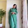 Green Silk Self-Woven Kurta