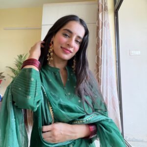 Green Silk Self-Woven Kurta - Image 5