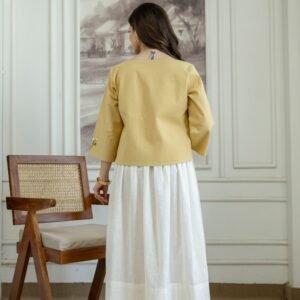 Cotton Slub Dress with Embriodary Jacket - Image 4