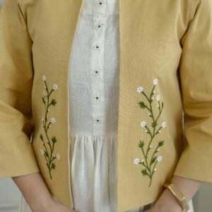 Cotton Slub Dress with Embriodary Jacket - Image 6